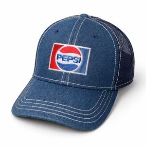 Pepsi Logo Trucker Hat Cap Blue Mesh Back Adjustable Otto One Size Vintage